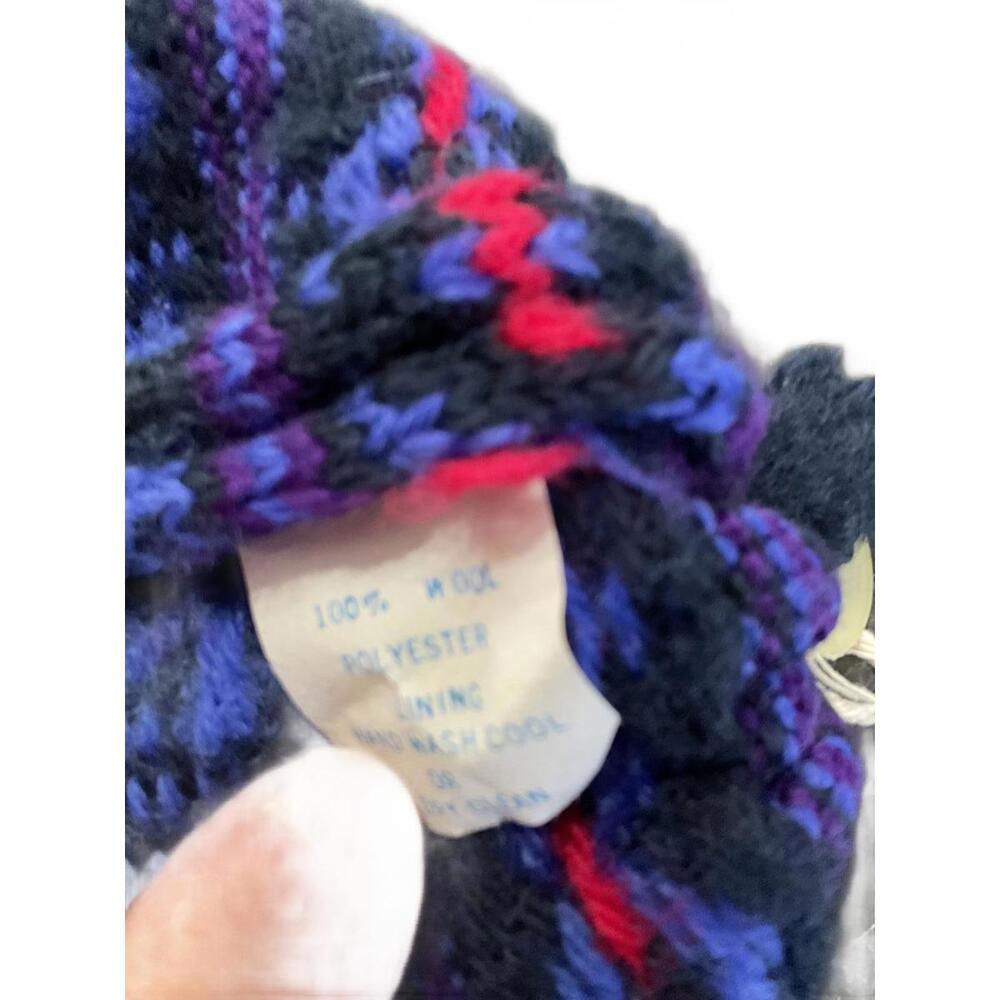 Turtle Fur Purple Patterned Wool Knit Hat With Po… - image 7